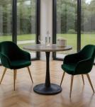 ROUND SOLID WOOD TOP & IRON BASE TABLE
