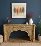 HAND CARVED SOLID WOOD CONSOLE TABLE