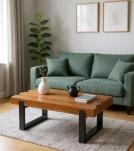 SOLID RECLAIMED TEAK WOOD & IRON COFFEE TABLE