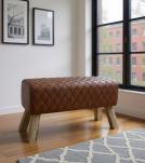 QUILTED GENUINE LEATHER STOOL BENCH