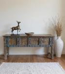 VINTAGE RECLAIMED CARVED TEAK CONSOLE TABLE
