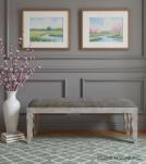 UPHOLSTERED CLOTH & SOLID WOOD BENCH