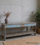 HAND CARVED SOLID RECLAIMED WOOD CONSOLE TABLE