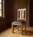 SOLID WOOD DINING CHAIR W/ GENUINE LEATHER UPHOLSTERED SEAT