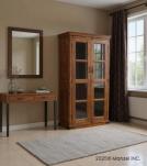 SOLID RECLAIMED TEAK WOOD & GLASS TALL CABINET