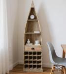 SOLID RECLAIMEDTEAK WOOD BOAT NAUTICAL WINE RACK BOOKCASE W/ SHELVES