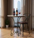 IRON & SOLID WOOD BAR HEIGHT TABLE