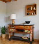 SOLID RECLAIMED TEAK WOOD SIDEBOARD ISLAND W/ 5 DRAWERS & CASTERS