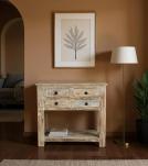 SOLID RECLAIMED TEAK WOOD SIDEBOARD W/ SHELF & 4 DRAWERS