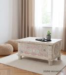HAND CARVED SOLID WOOD TRUNK COFFEE TABLE