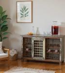 IRON & SOLID RECLAIMED WOOD BAR W/ DECORATIVE DESIGN