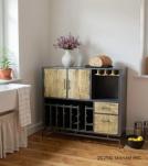 SOLID WOOD & IRON WINE RACK SIDEBOARD