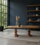 SOLID WOOD PEDESTAL EXTENSION DINING TABLE