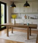 EXTENDABLE SOLID WOOD DINING TABLE W/ SELF-STORING EXTENSIONS