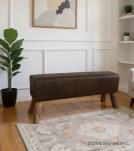 LEATHER & WOOD UPHOLSTERED BENCH