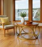 SOLID RECLAIMED TEAK WOOD & IRON ROUND COFFEE TABLE