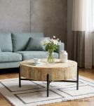 SOLID RECLAIMED TEAK WOOD COFFEE TABLE W/ METAL BASE