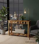 SOLID RECLAIMED TEAKK WOOD W/ BRASS FITTED CONSOLE