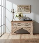 HAND CARVED SOLID WOOD CONSOLE TABLE