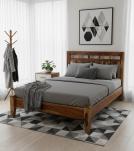 SOLID ROSEWOOD QUEEN BED - HEADBOARD, FOOTBOARD, SIDE RAILS, SLATS