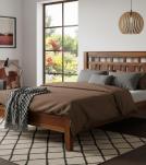 SOLID ROSEWOOD QUEEN BED - HEADBOARD, FOOTBOARD, SIDE RAILS, SLATS