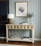 SOLID RECLAIMED TEAK WOOD & BRASS FITTED CONSOLE