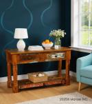 SOLID RECLAIMED TEAK WOOD CONSOLE WITH 2 DRAWERS & SHELF
