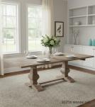 SOLID WOOD PEDESTAL TRESTLE TABLE W / EXTENSIONS
