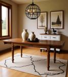 EXTENDABLE SOLID WOOD DINING TABLE W/ SELF-STORING EXTENSIONS