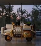 BOHO HAND PAINTED MULTI COLOR SCOOTER WINE RACK