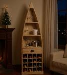 SOLID RECLAIMED TEAK BOAT WINE RACK W/ SHELVES