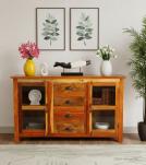 WOODEN DRAWER GLASS SIDEBOARD
