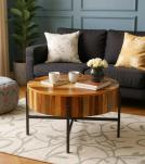 SOLID RECLAIMED TEAK WOOD W/ METAL COFFEE TABLE