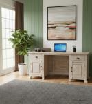 SOLID RECLAIMED TEAK WOOD DESK W/ 2 DRAWERS & 2 DOORS