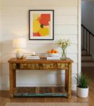 SOLID RECLAIMED TEAK WOOD CONSOLE TABLE W/ BRASS CASTINGS