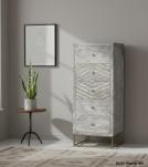 TALL WOOD & IRON DRAWER CHEST 