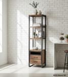IRON & WOOD BOOKSHELF W/ DRAWERS