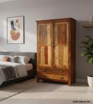 2 DOOR SOLID RECLAIMED TEAK WOOD CABINET W/ 2 DRAWERS