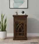 SOLID WOOD & GLASS NIGHTSTAND END TABLE