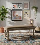 UPHOLSTERED SOLID WOOD & LEATHER BENCH