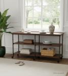 IRON & SOLID WOOD 3 SHELF CONSOLE