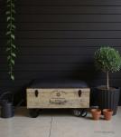 SOLID WOOD & LEATHER TRUNK ON WHEELS