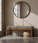 SOLID WOOD & CLOTH UPHOLSTERED BENCH