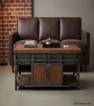 SOLID WOOD & IRON SLIDING 4 DOOR COFFEE TABLE