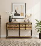 SOLID WOOD & IRON CONSOLE W/ BASKETS