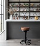 Round Iron & Leather Stool