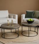 SET OF 2 SOLID WOOD & IRON TABLES