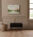 LEATHER & WOOD UPHOLSTERED STOOL