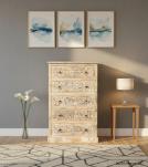 Solid Reclaimed Teak Wood Dresser Bureau Chest w/ Carved Detail