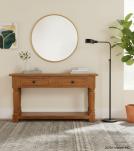 SOLID RECLAIMED TEAK WOOD CONSOLE WITH 2 DRAWERS & SHELF